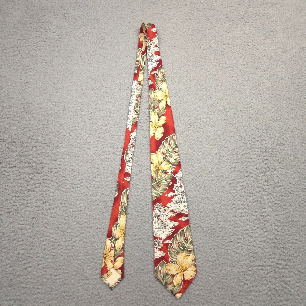 Tommy Bahama Mens‎ Red Tropical Floral Island Necktie 59x4 Hawaiian Tie